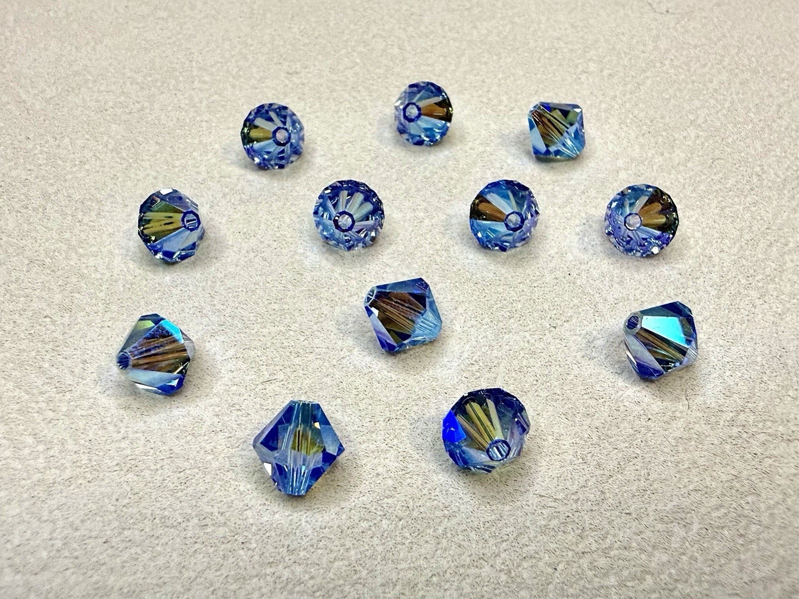 Vintage Swarovski 5301 Bicone Beads 8mm Light Sapphire AB2X Lot of 12