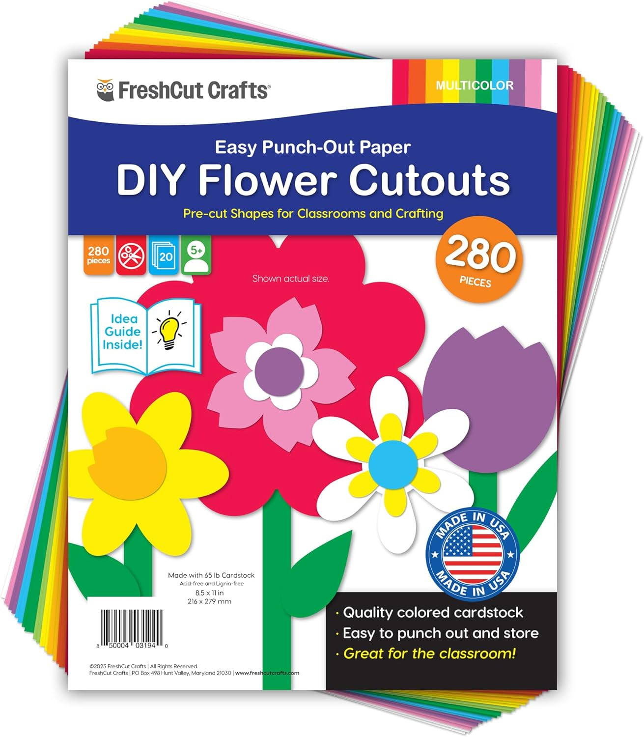 DIY Flower Cutouts Craft Kit 280 Pieces Spring Craft Paper Shapes Set