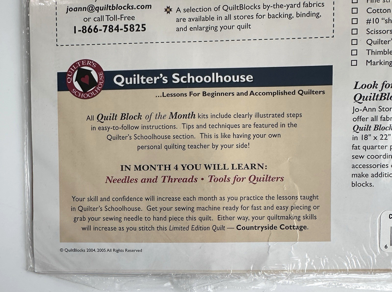JOANN Fabrics Quilt Block of The Month “Countryside Cottage” LOT – MONTHS 1,3,4