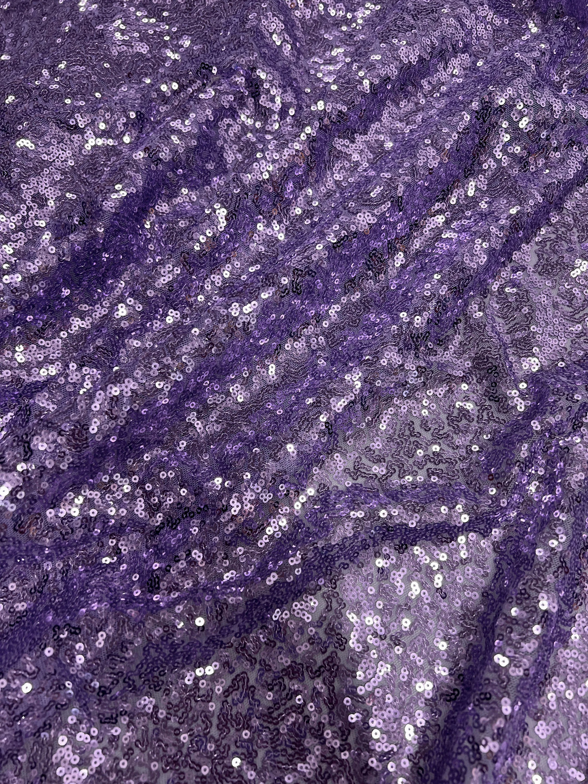 Leila LAVENDER Sequins on Mesh Fabric by the Yard – 10050
