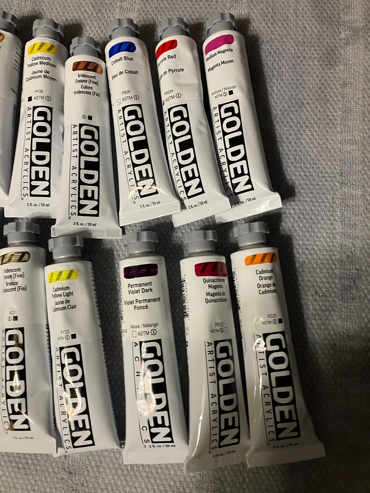 Golden Artist Colors heavy duty acrylics 2oz. LOT of 14 different HIGH SERIES