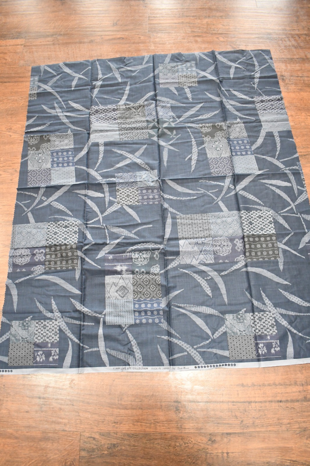 Yuwa Live Life Collection Japan Navy Blue Gray Patchwork Fabric 36×44″