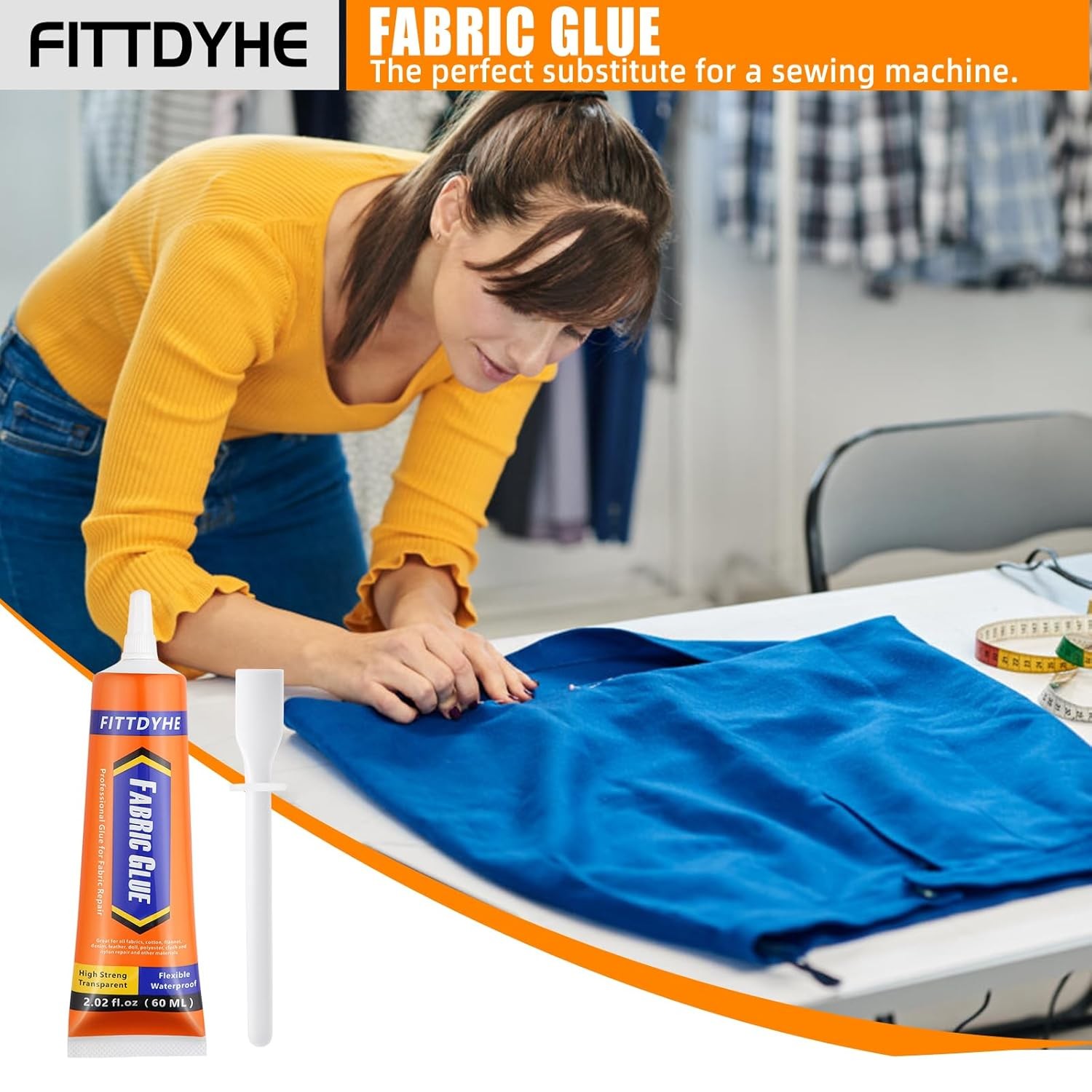 Permanent Fabric Glue 60 ML Washable Clear Clothing Adhesive for Patches