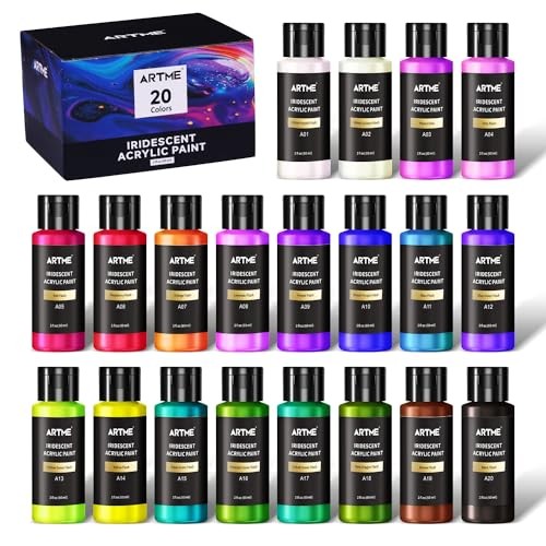 ARTME Iridescent Acrylic Paint Set 20 Chameleon Colors 2oz