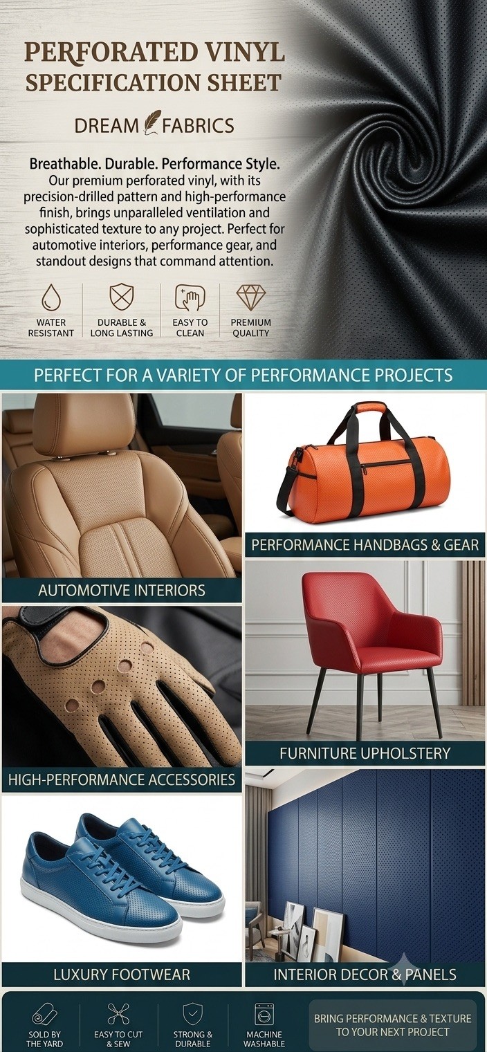 PERFORATED Upholstery Faux Leather Vinyl Fabric Automotive damage seats ROLLED