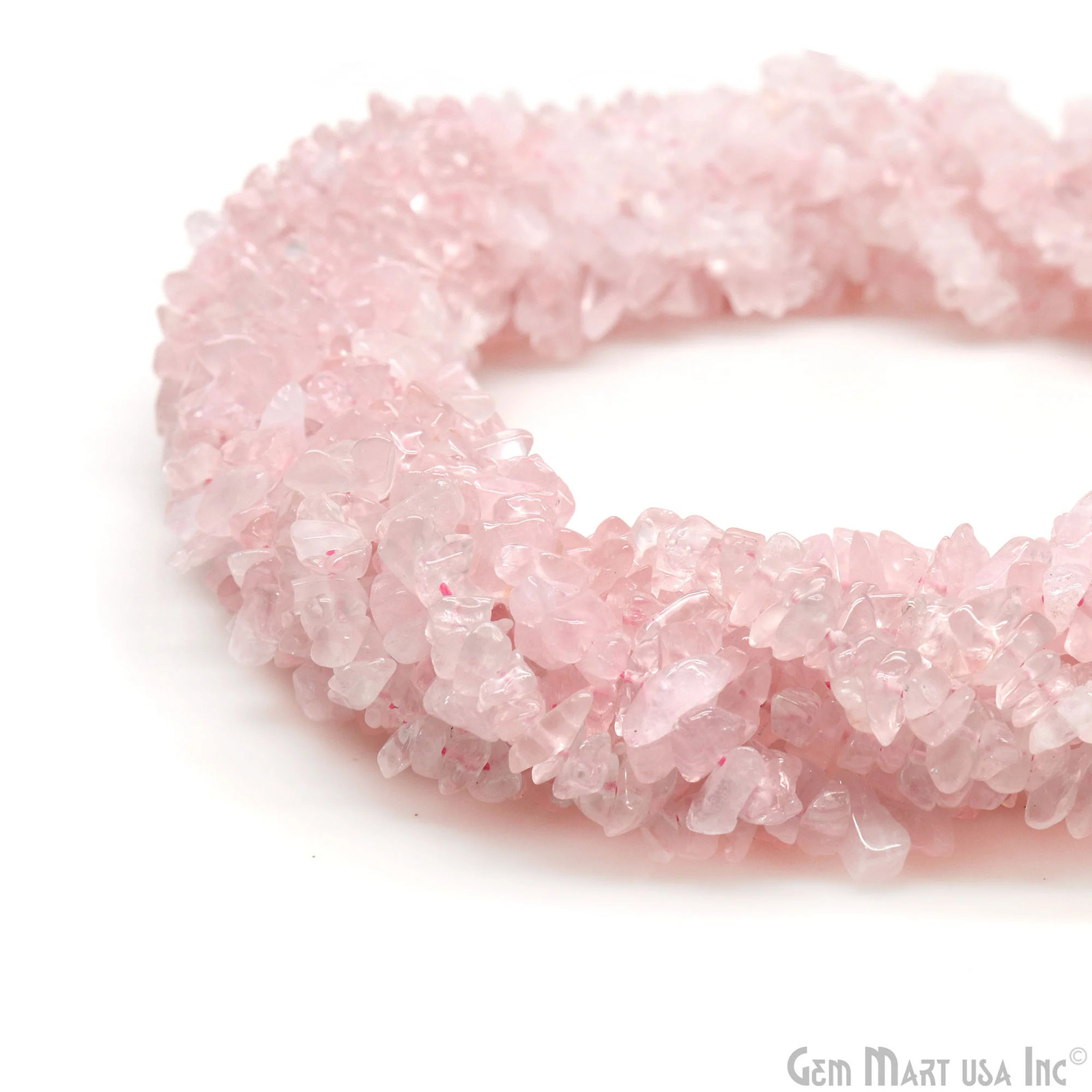 Rose Quartz Chip Beads, 100% Natural Gemtone Strand, Polished, 3-7mm, 34 Inch