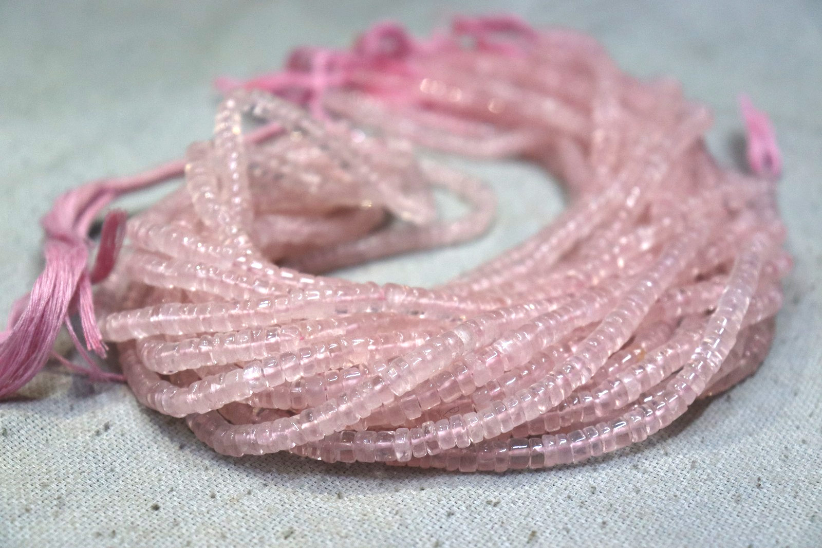 Natural Rose Quartz Rondelle Beads 4–6 mm | 13 Inch Strand | Pink Gemstone