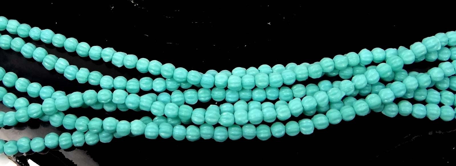 50 Czech Glass Melon Round Beads 3mm – Matte – Turquoise