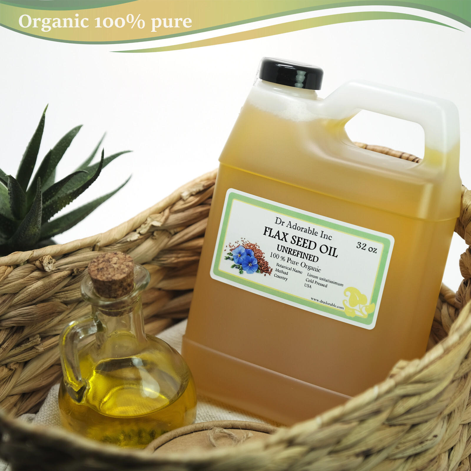 Flax Seed Oil 100 % Pure Organic Linseed By Dr.Adorable You Pick Size Oils