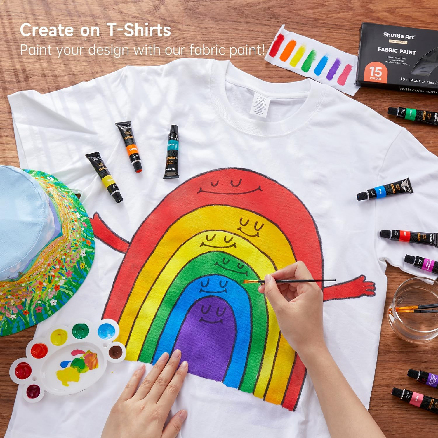 Fabric Paint Set 15 Colors Textile Paint Permanent Clothes T-Shirt Canvas Shoe