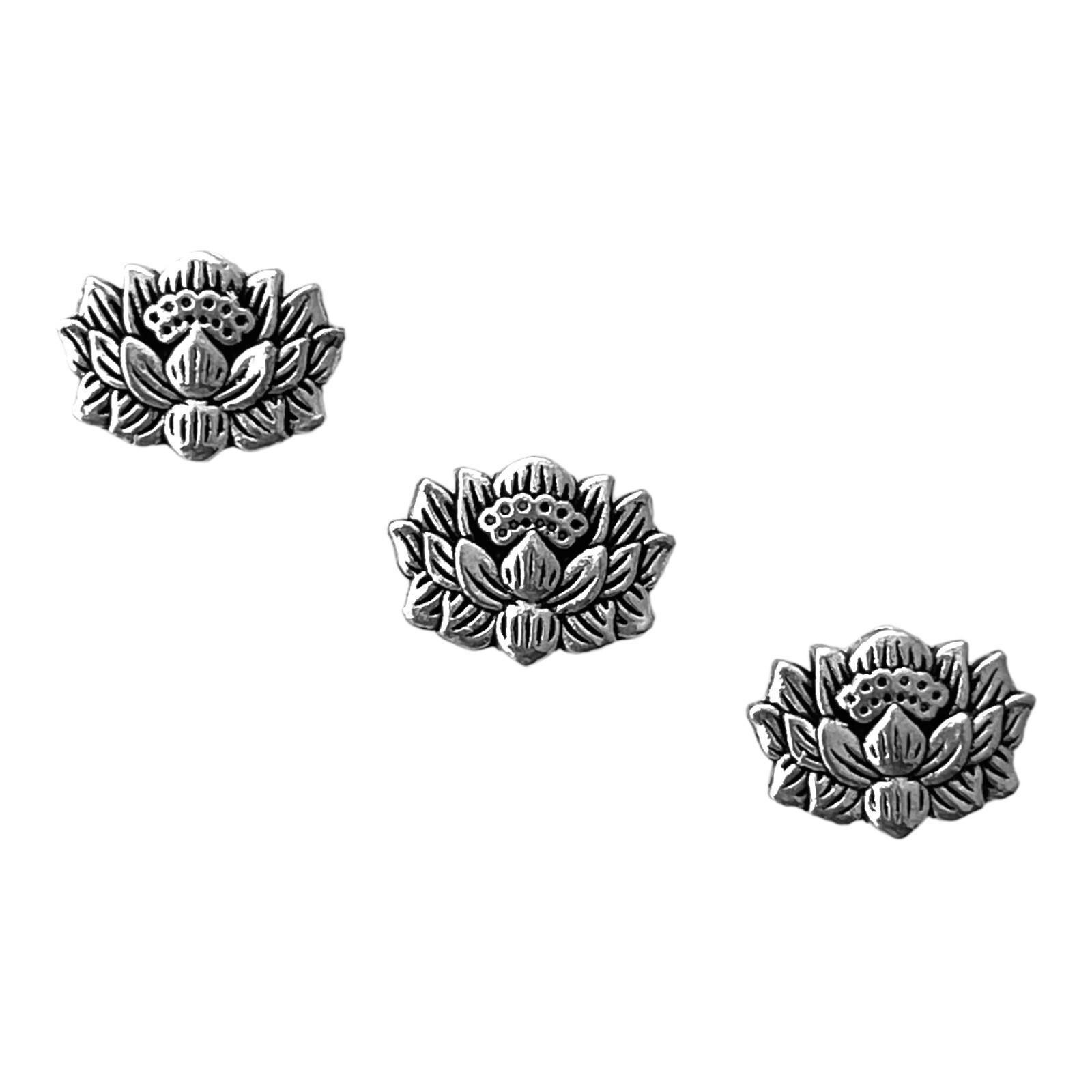 20 pcs Lotus Spacer Beads Tibetan Silver 12x9mm Two Sided 3D Water Lily Flower