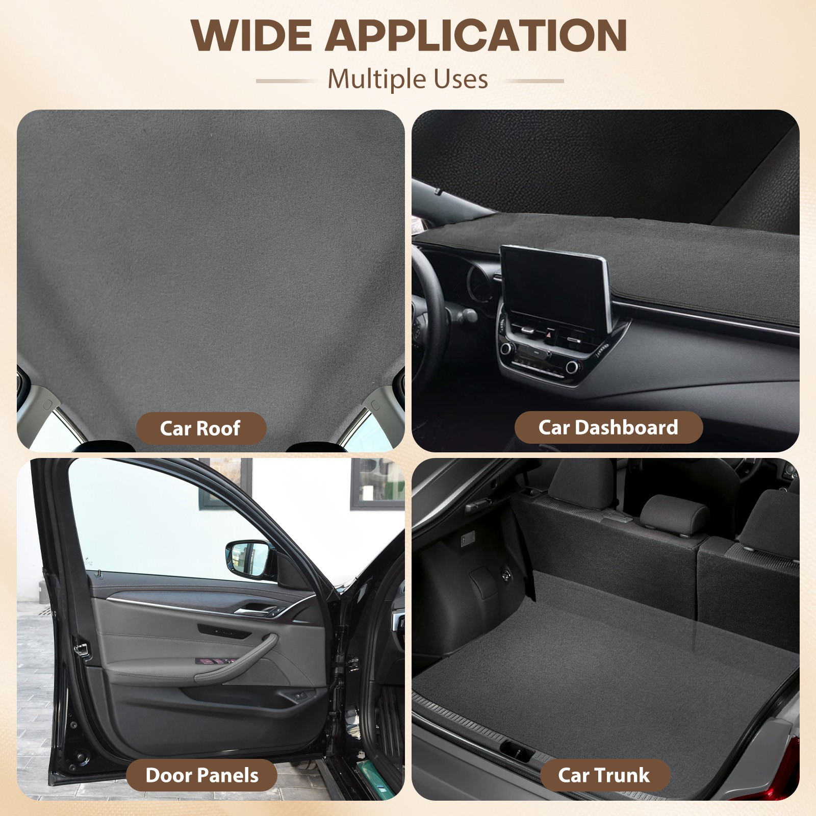 1/8″ Thick Suede Headliner Fabric Foam Back Auto Roof Repair Upholstery Material