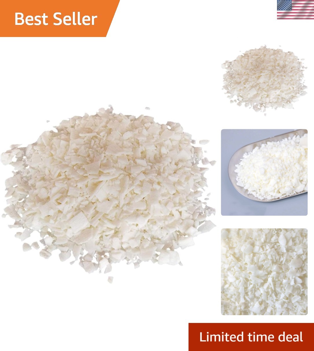 Pure White Soy Wax Flakes – 100% Natural, 2 lb Bulk for Candle Making