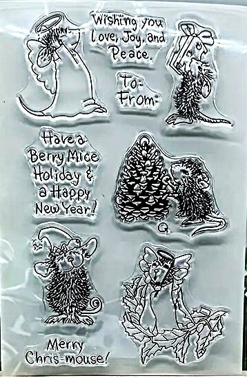 Christmas Mice Clear Stamp Angel Pinecone Mouse Holiday Card Making Scrapbooking