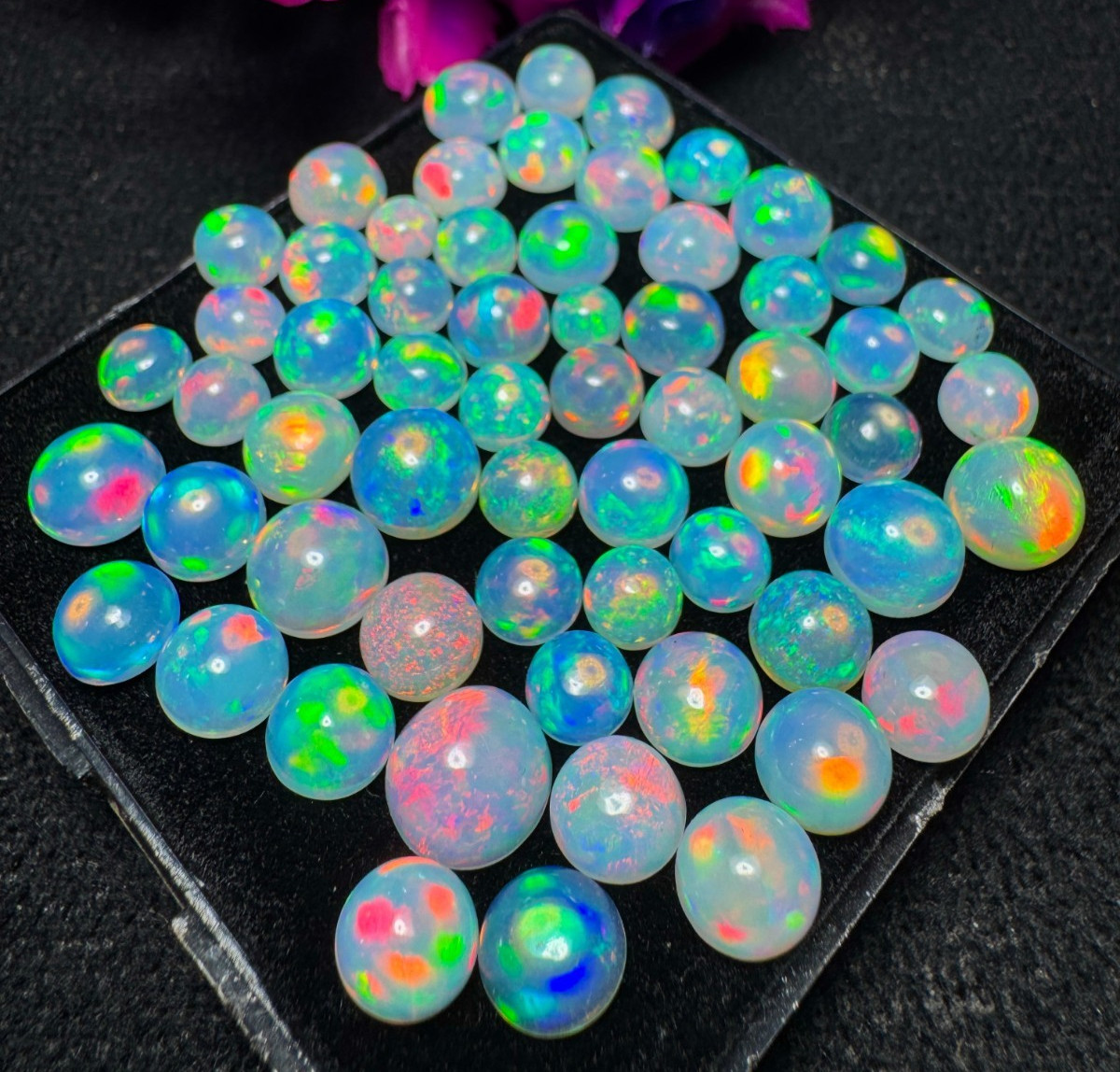 Natural Ethiopian Opal Round Cabochon Lot 3 MM to 8 MM Fire Opal Welo Opal Loose