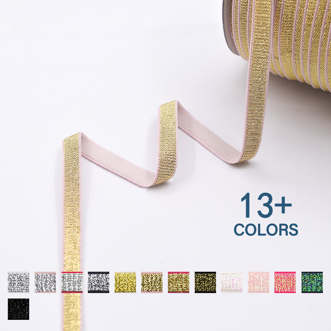 Metallic Glitter Bra Strap Elastic Band 3/8″ 10mm Lingerie Making 2 5 10 Yard