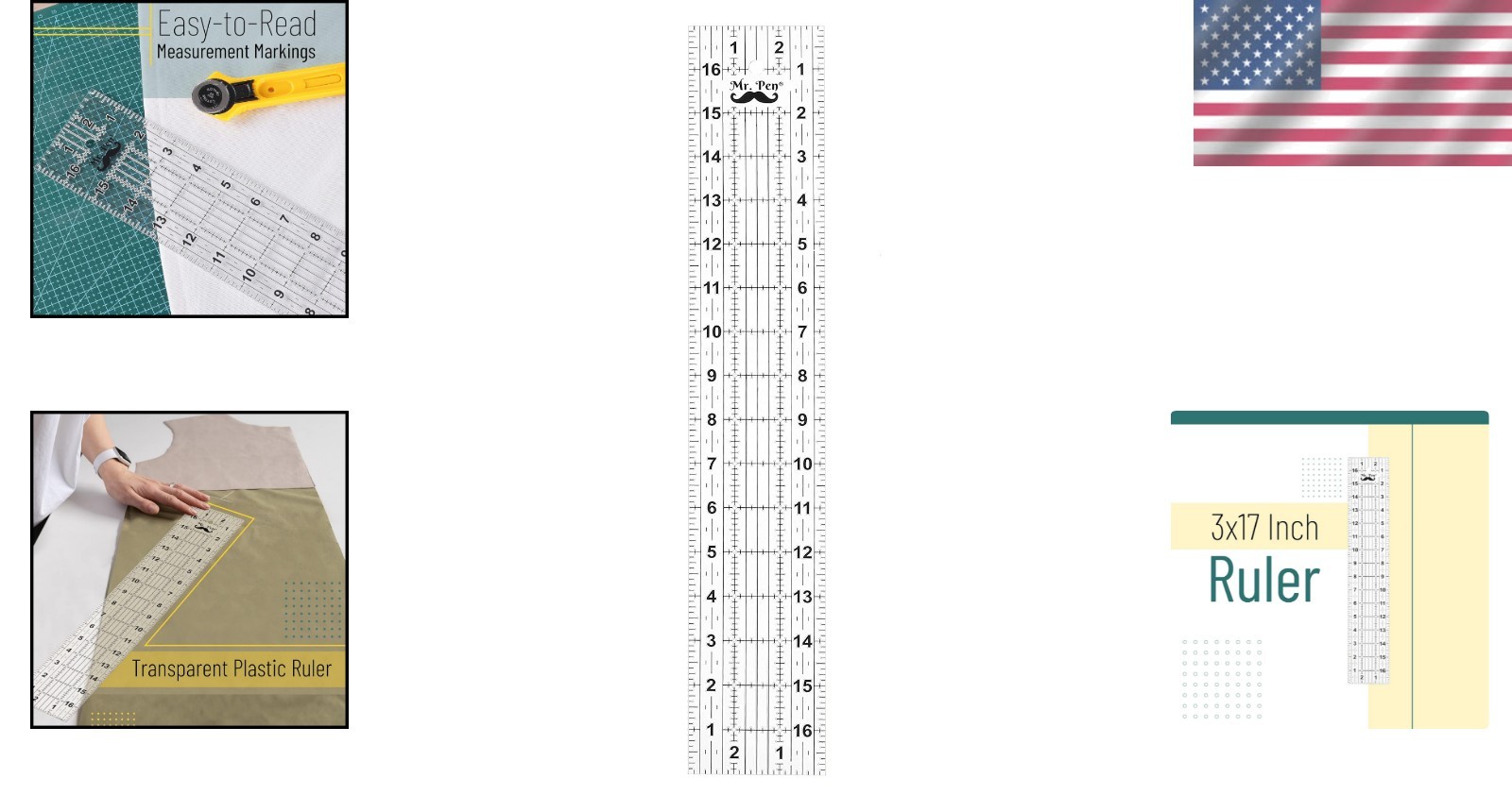 3 x 17 Inch Non-Slip Acrylic Quilting Ruler for Precision Sewing Projects
