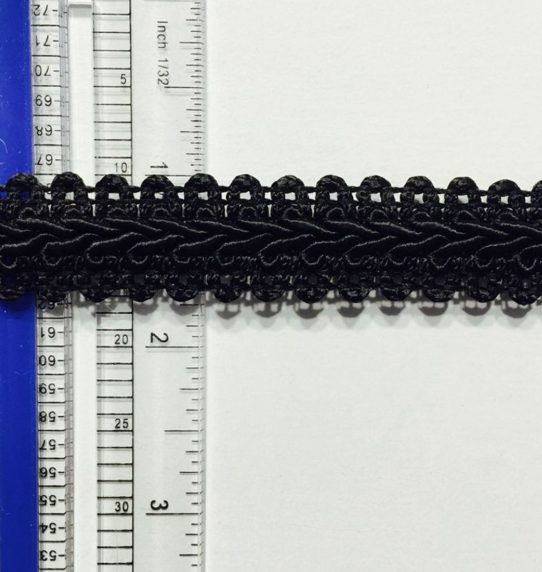 3/4″ French Chinese Braid Gimp Col. Black – MADE IN USA- 12 Continuous Yards!