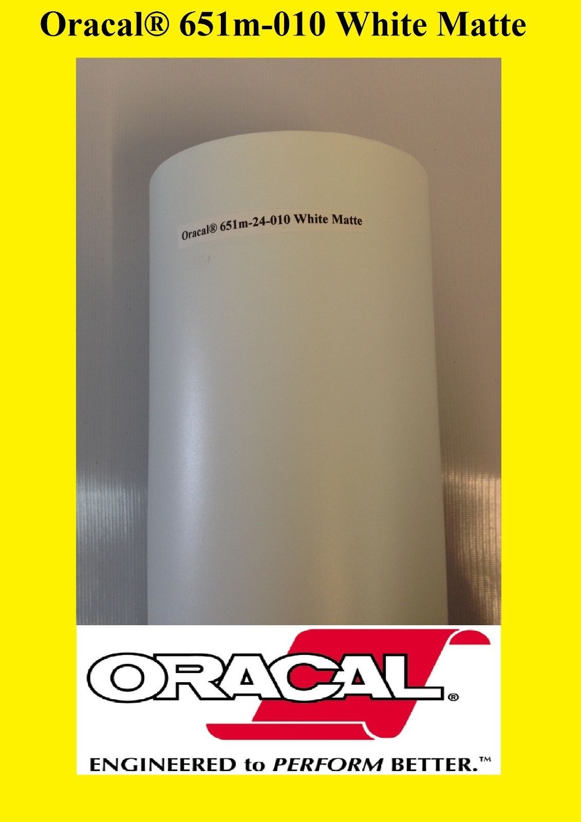 24″ x 10 FT Roll White Matte Oracal 651 Vinyl Adhesive Cutter Plotter Sign 010