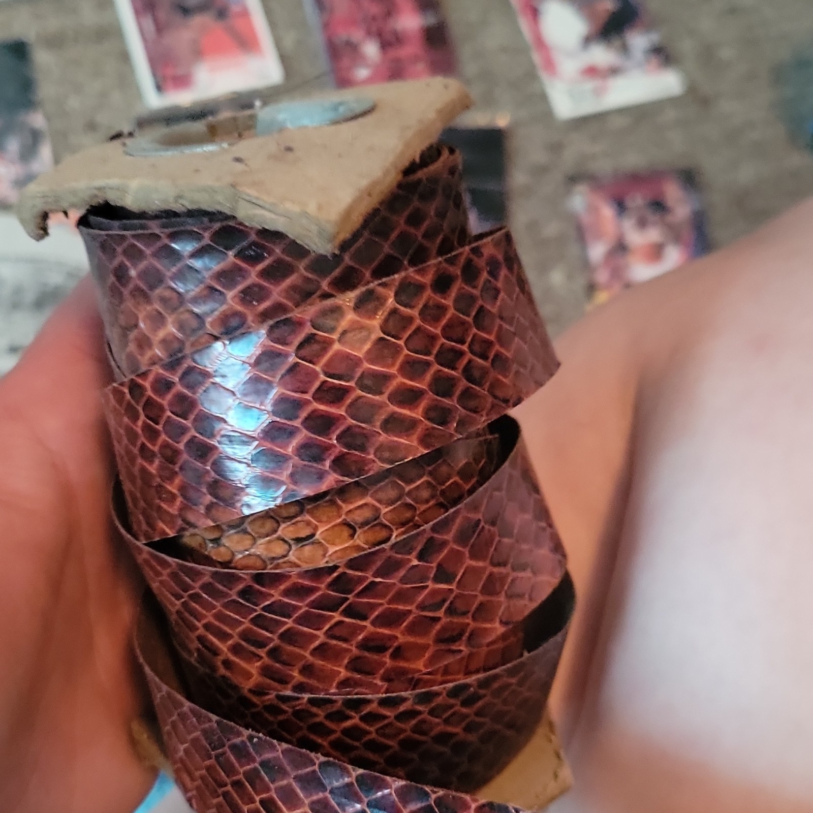 Camel Skin Snake Snakeskin Leather Strip Roll Spool Brown Black