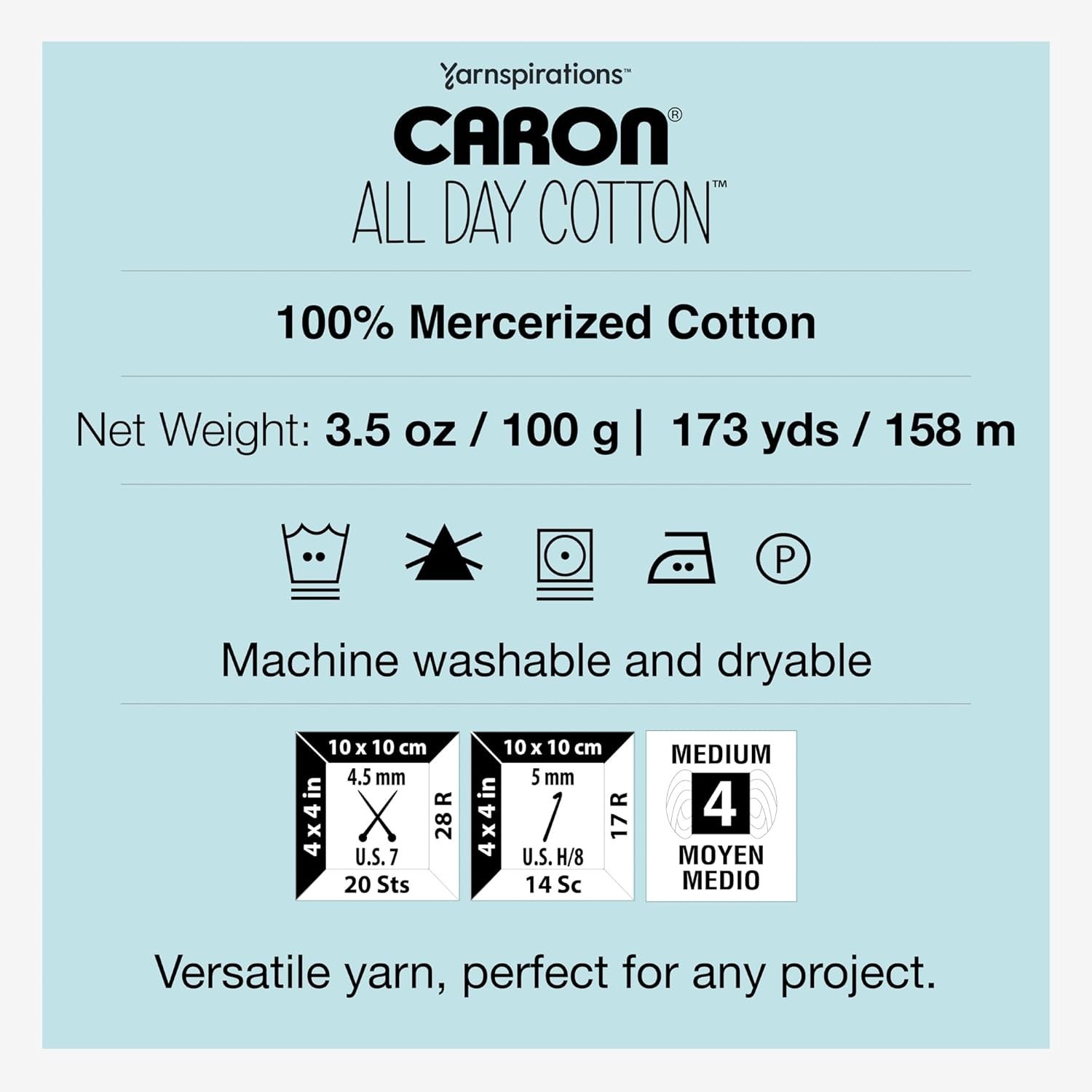 All Day Cotton – 3 Pack of 173 Yards/3.52 oz Cream 100% Mercerized Cotton Yarn