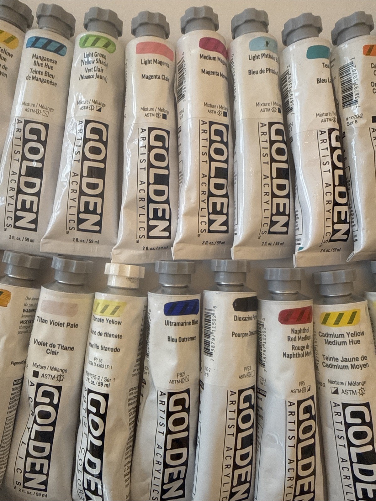 LOT OF 50 GOLDEN Acrylic Artist Colors Paints 2fl oz Tubes *NEW *FREE SHIPPING!