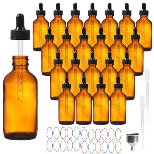 4 oz Dropper Bottles Glass 24Pack Glass Tincture Bottles 4fl.oz-24Pack Amber