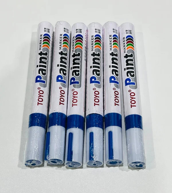 Tire Lettering Paint Pen Blue Waterproof Permanent Automotive Marker 6 Pack