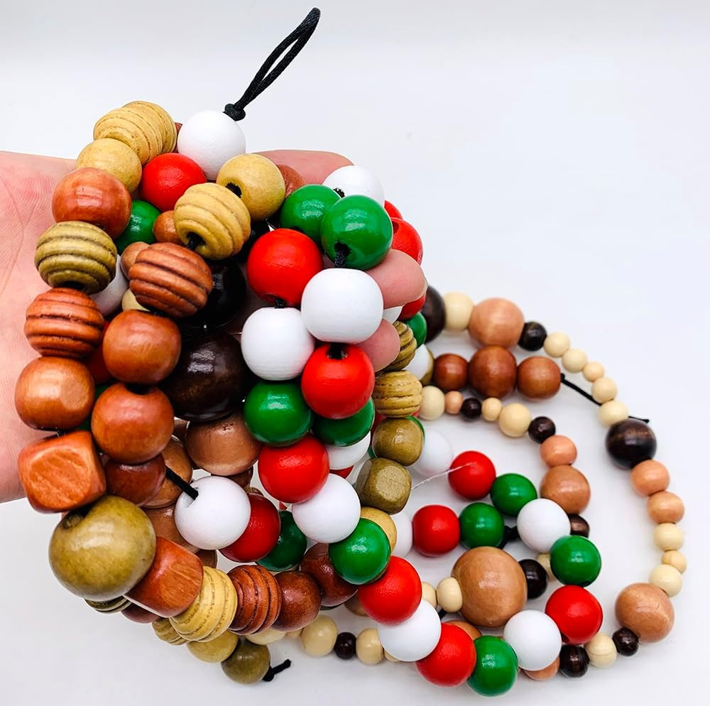 1020 Pcs Assorted Printed Wooden Beads for Jewelry Making and Craft Projects