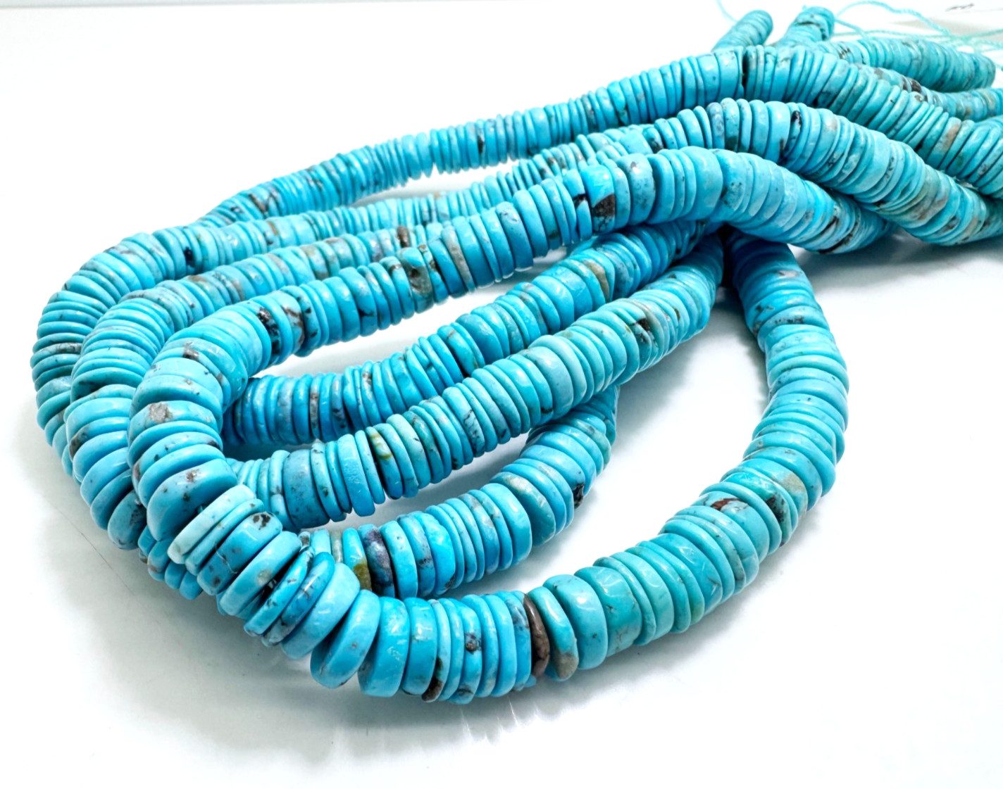 Genuine Natural Blue Arizona Kingman Heishi Disc Round Gemstone Beads PGS157