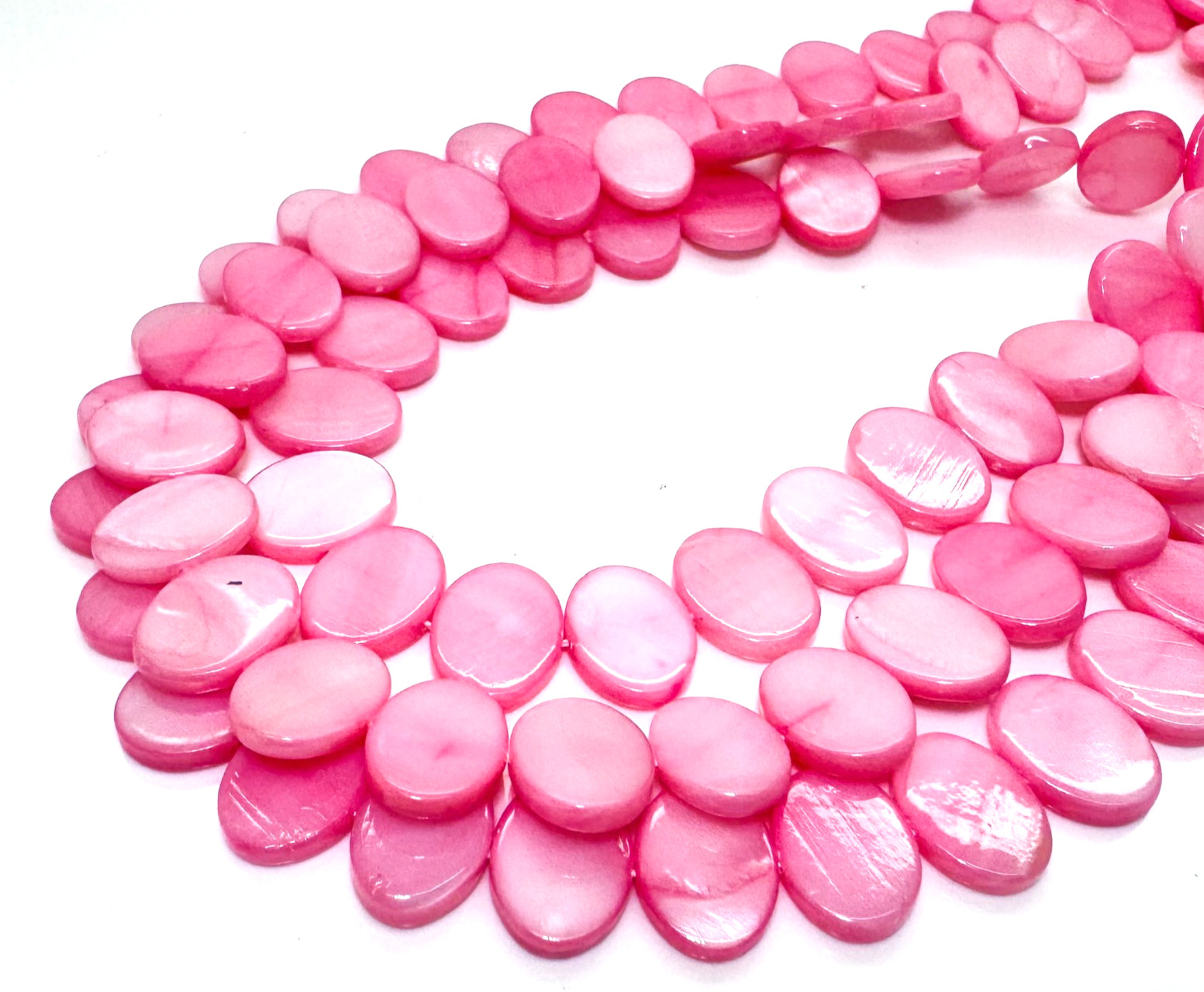 Rose Pink Mother of Pearl Oval Beads Genuine 12x9mm MOP Shell PG323