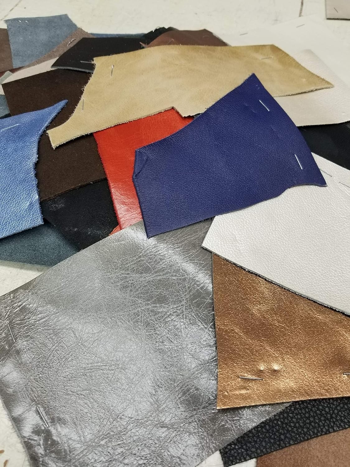 scrap 2 lbs. of remnants trimming Cow hide shoe handbag and upholstery cuts c…