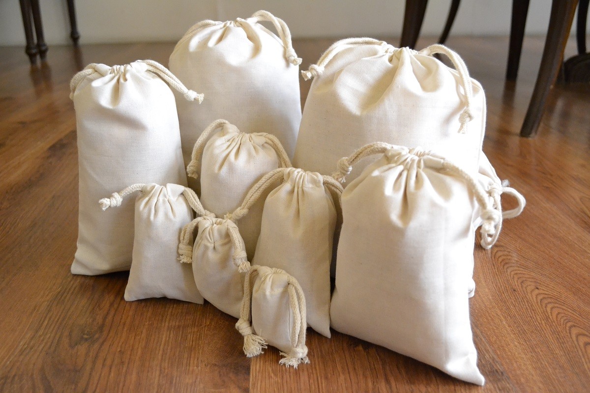Reusable Eco Friendly Cotton Drawstring Muslin Bags (Natural Color)- SAMPLES