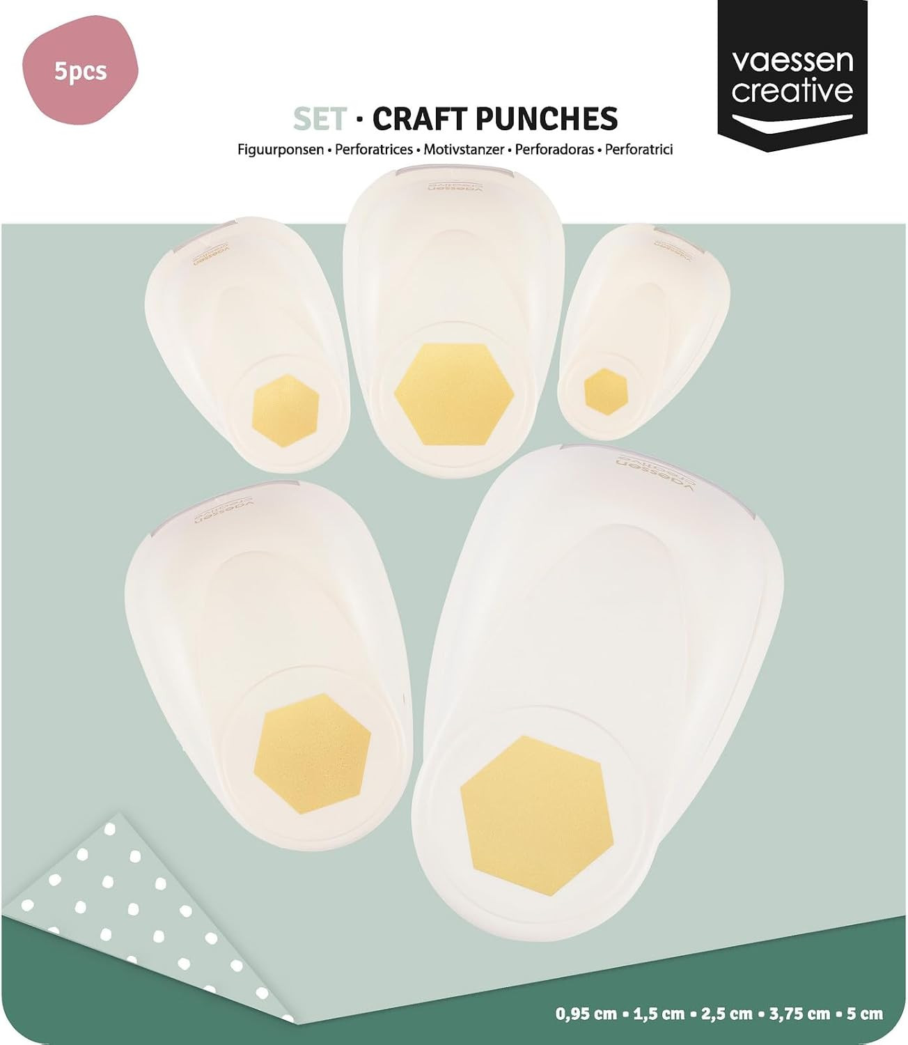Craft Paper Punch – Hexagons – 5 Pcs – Various Sizes – Circle Cutter for Craftin