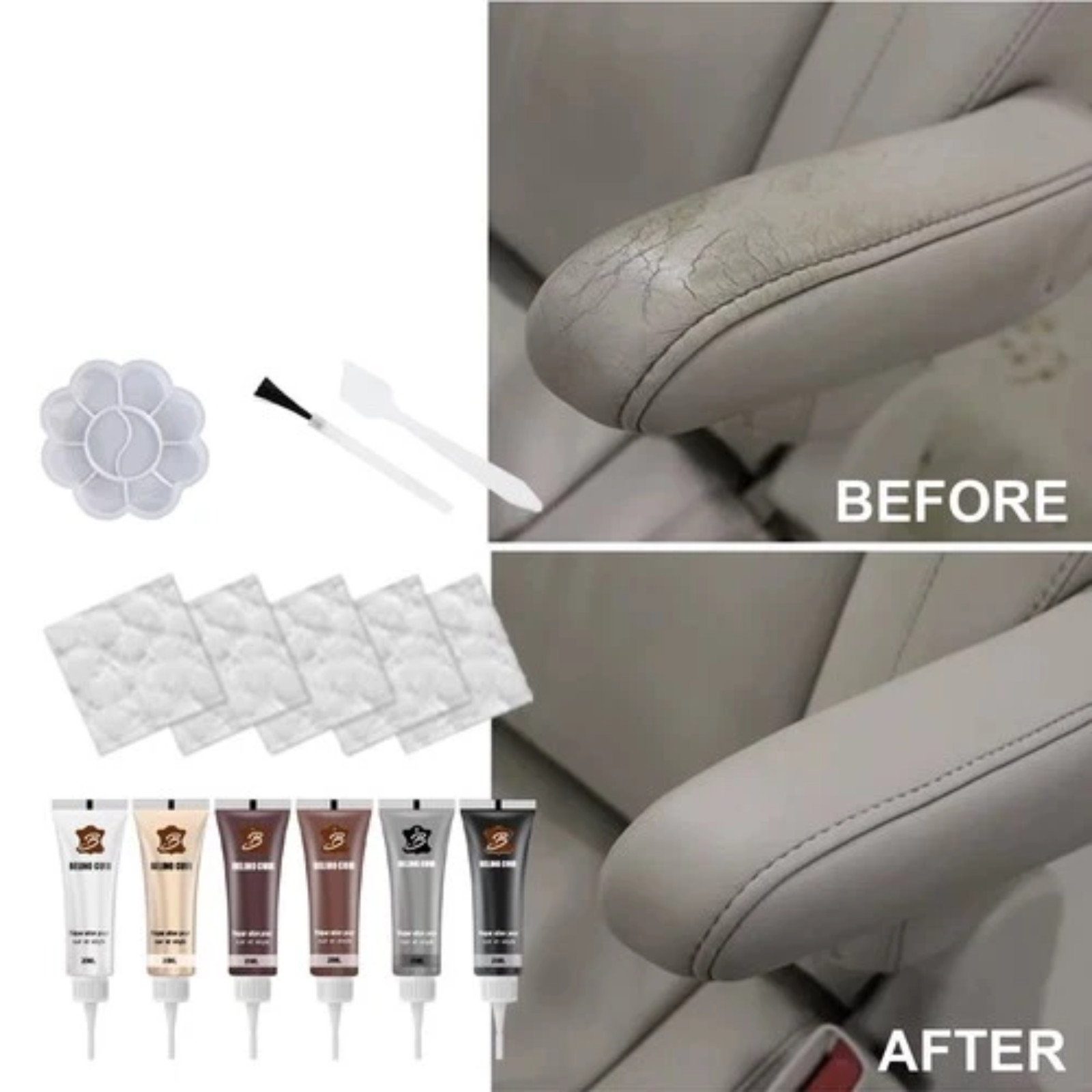 Advanced Leather Repair Kit Filler Vinyl DIY Car Seat Patch Sofa Rip Holes 20ml