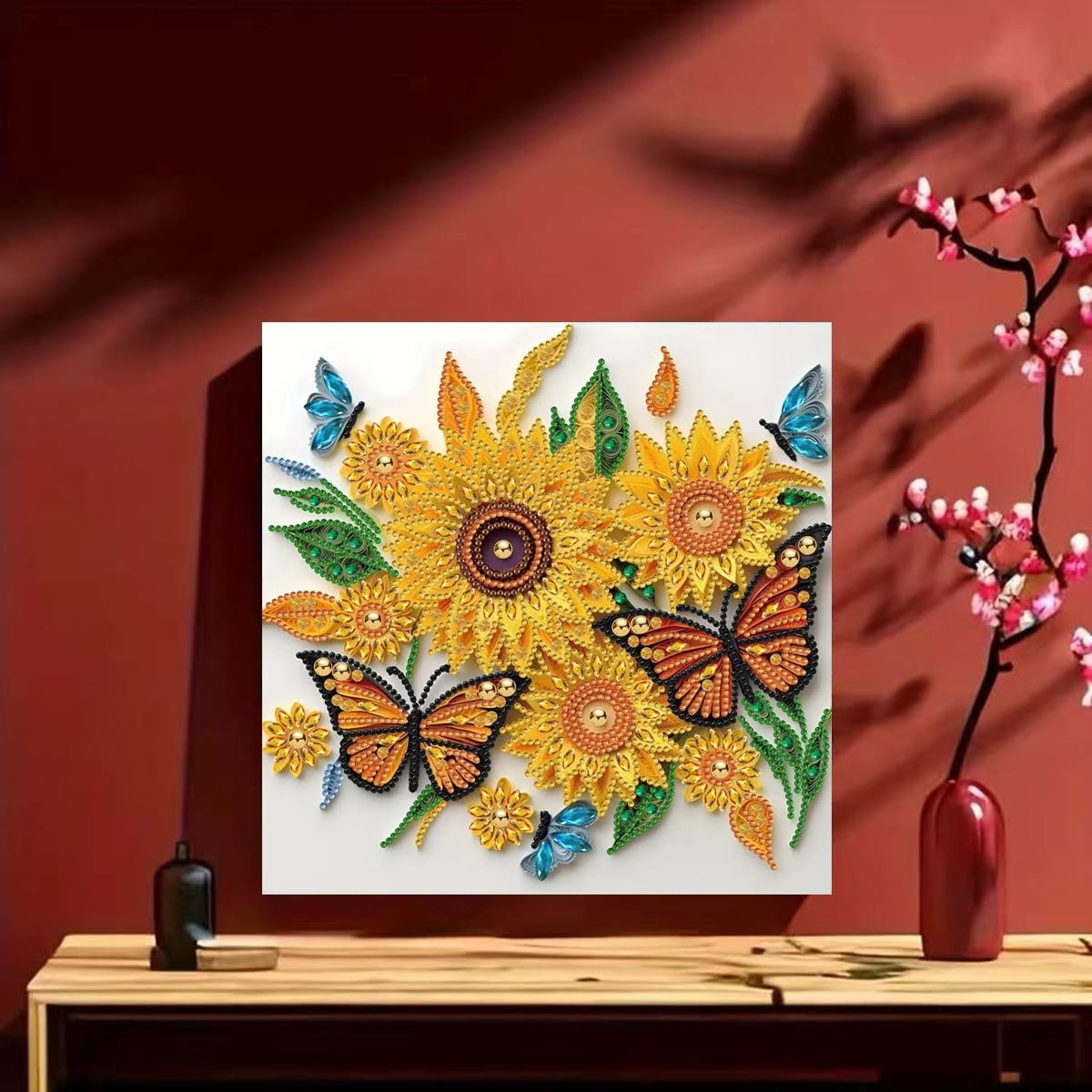 Sunflower Diamond Art Painting Kits for Adults, Butterfly 5D Diamond Painting…