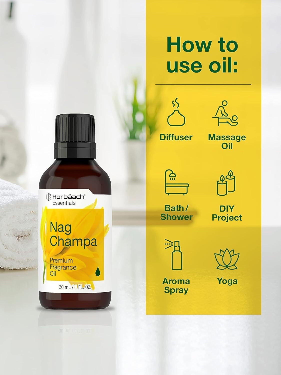 Relaxing Nag Champa Grade Oil – 1 oz for All Season Aromatherapy