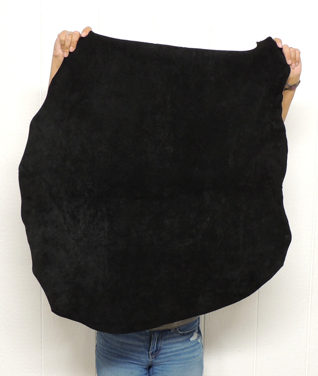 3-4 oz. BLACK Suede Leather Hide for Native American Crafts Cosplay LARP SCA
