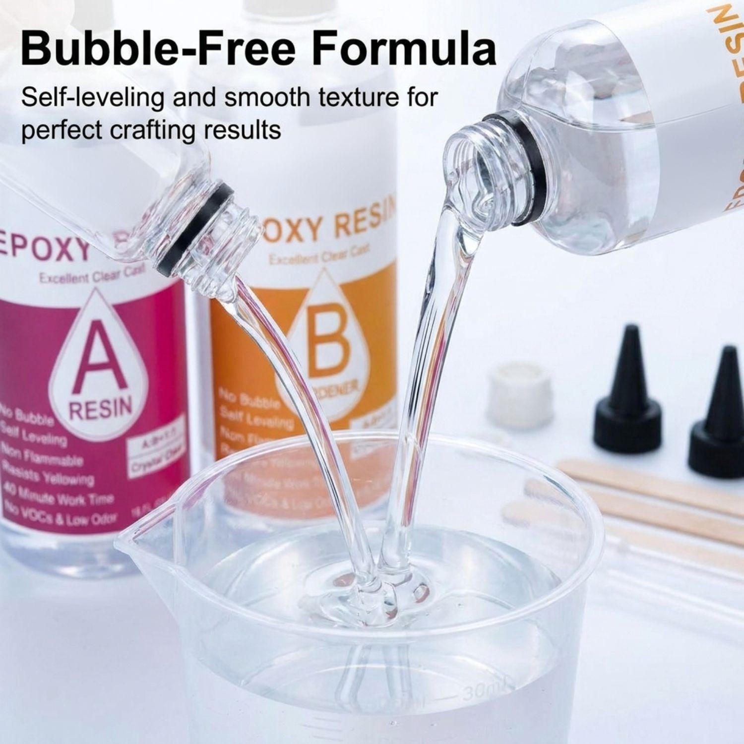 Epoxy Resin Kit Crystal Clear 1:1 Self Leveling No Bubble for Crafts Tables 32oz