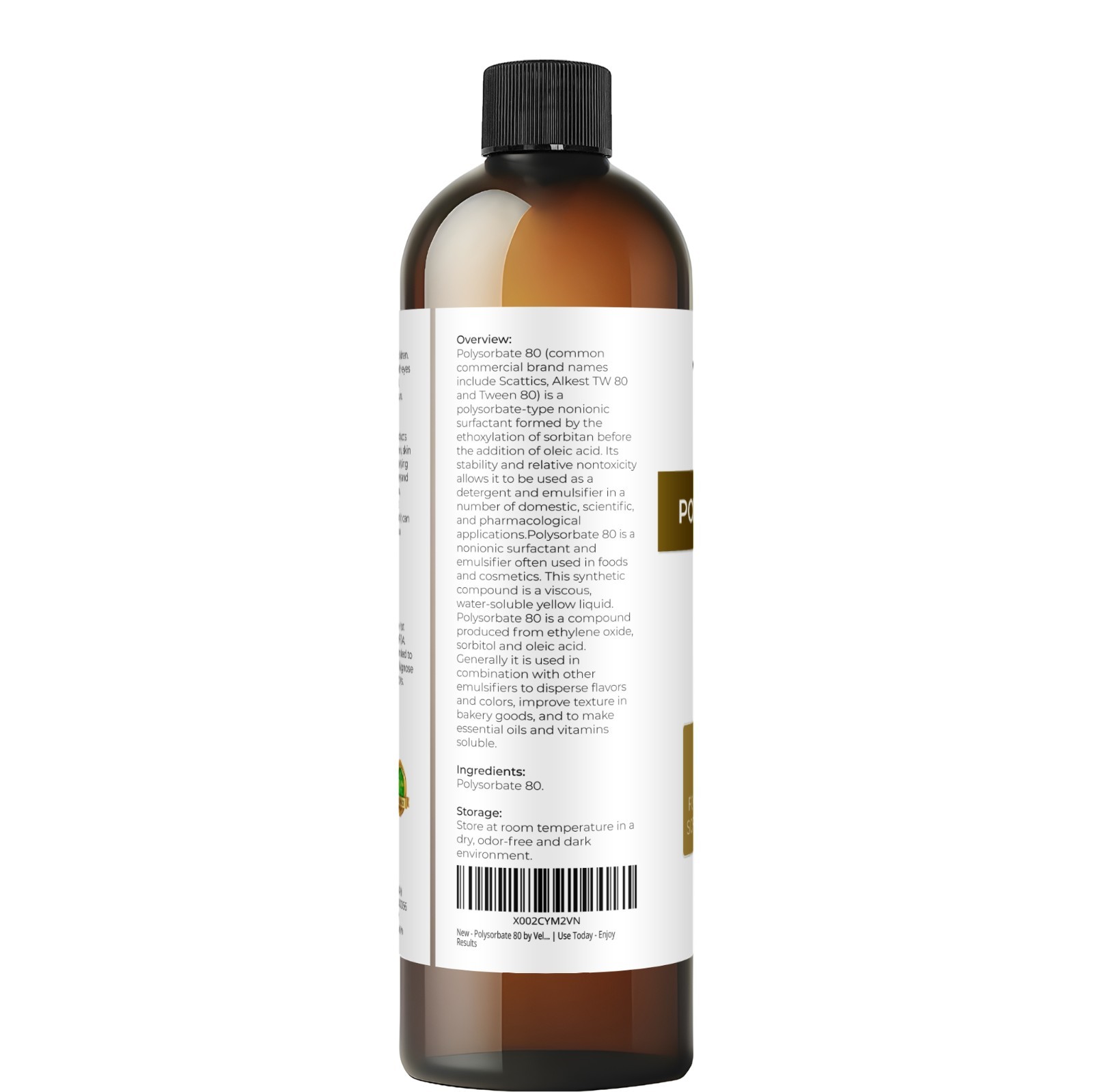 Polysorbate 80 by Velona – 8 Fl Oz Solubilizer, Food Cosmetic Grade Cooking
