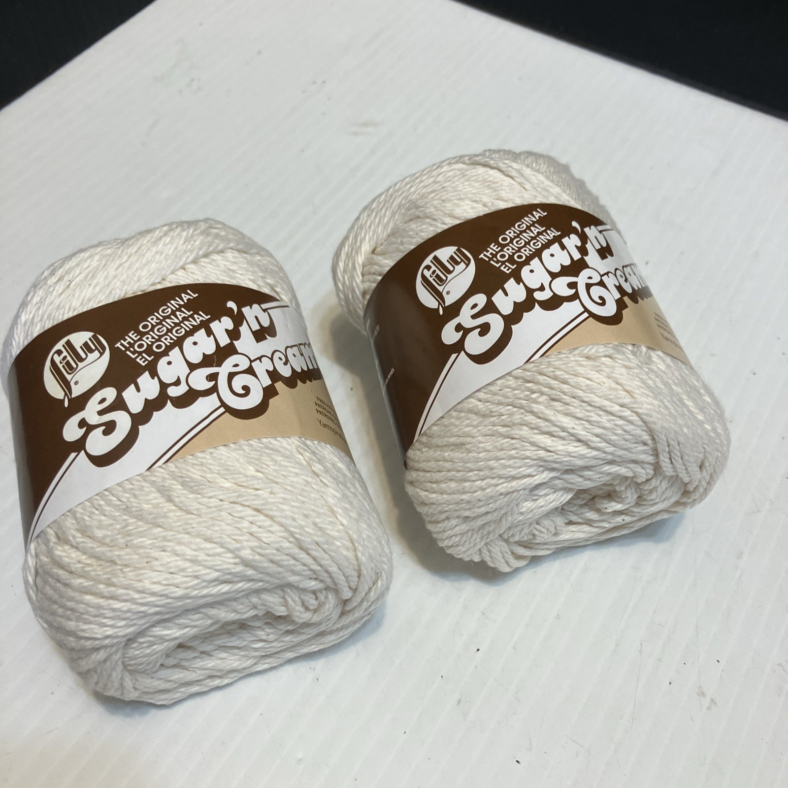 NEW 2 Skeins Lily Sugar’n Cream Cotton Yarn Solid Ecru (off White) 2.5 Oz 4 Ply