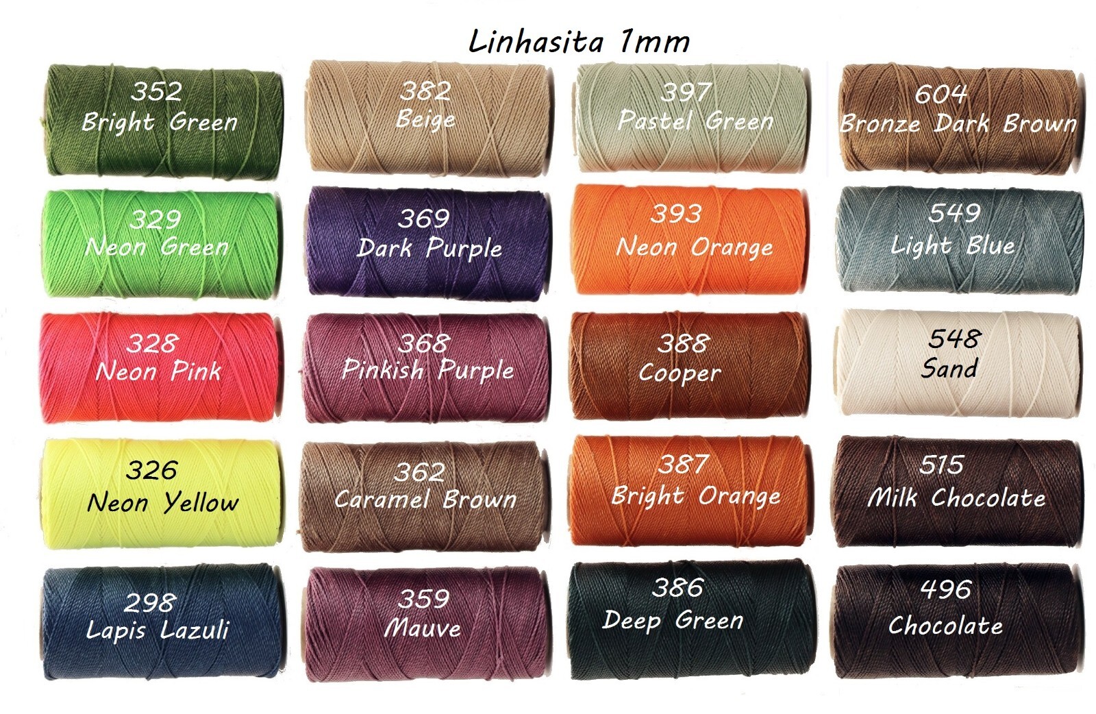 Linhasita Waxed Polyester 1mm CORD (170m/186yd), washable