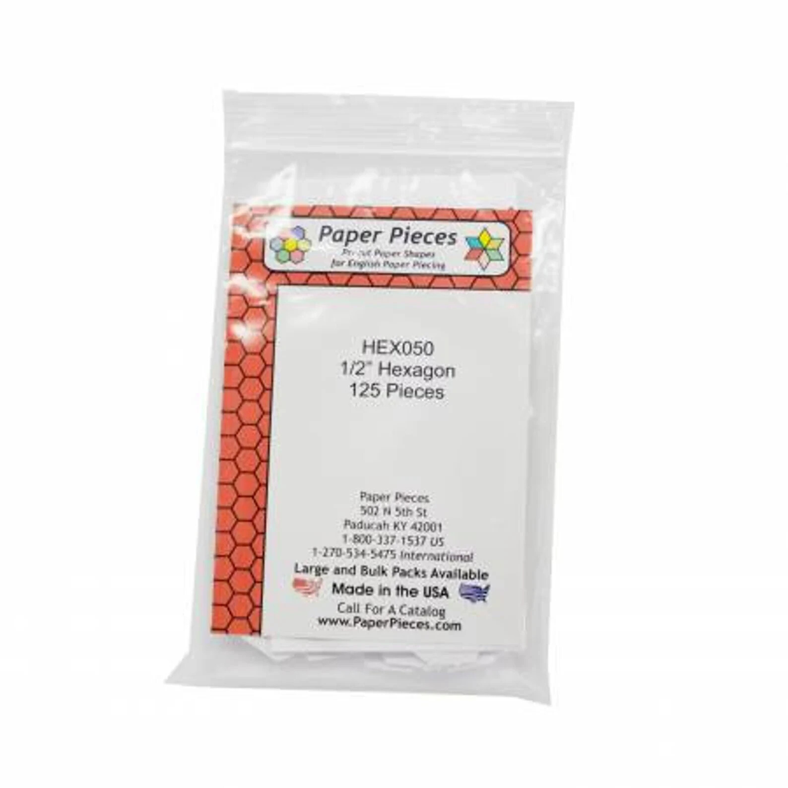 1/2″ Hexagon Paper Pieces Small Pack 125 Pc English Paper Piecing EPP Shapes