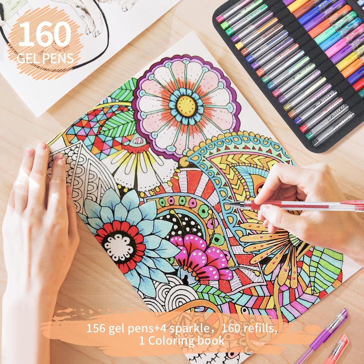 Ultimate 320 Gel Pen Collection: 160 Colors Including Glitter & Metallic Styles