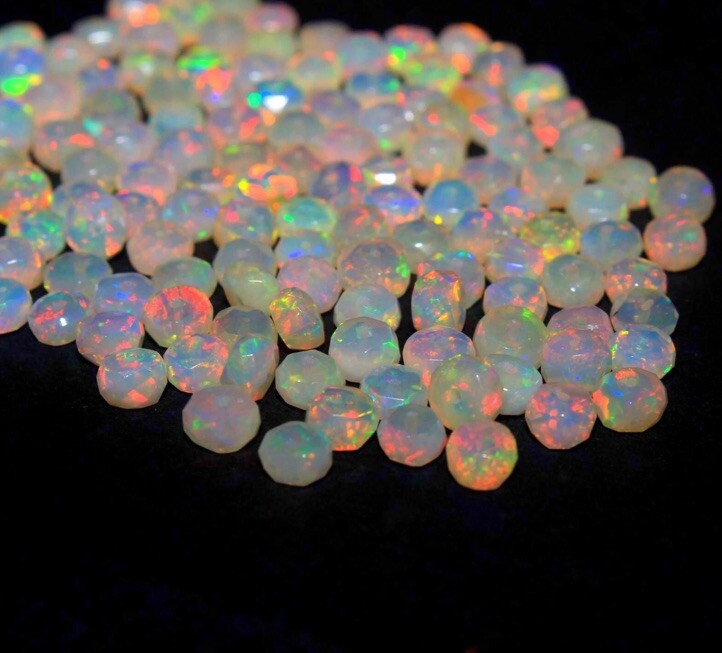 3-6mm Natural Ethiopian Multi Fire Opal Roundell Cut loose beads Gemstone 10 Pc+
