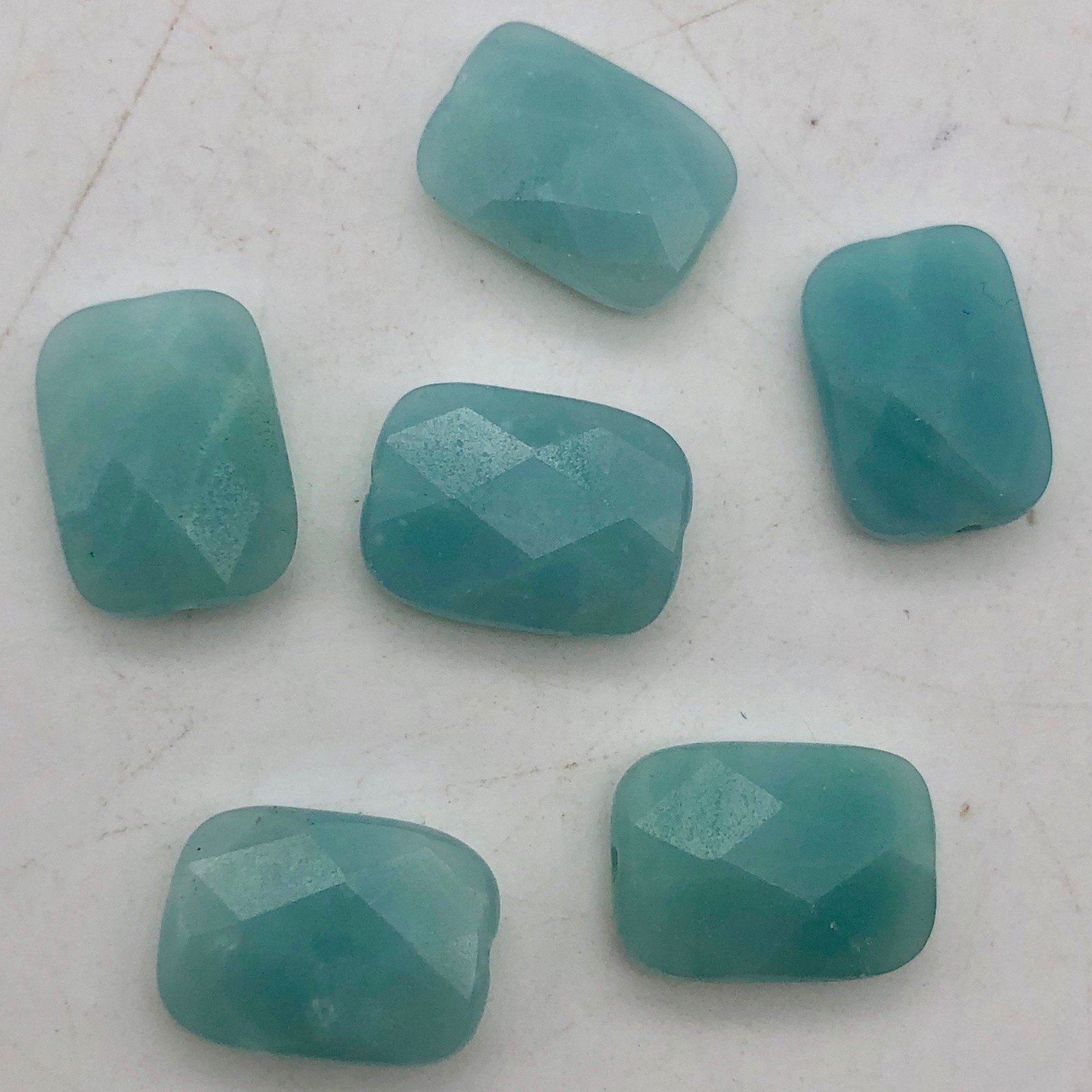 Gem Quality Faceted Amazonite Beads | 14x10x7mm | Blue | Oval | 6 Beads