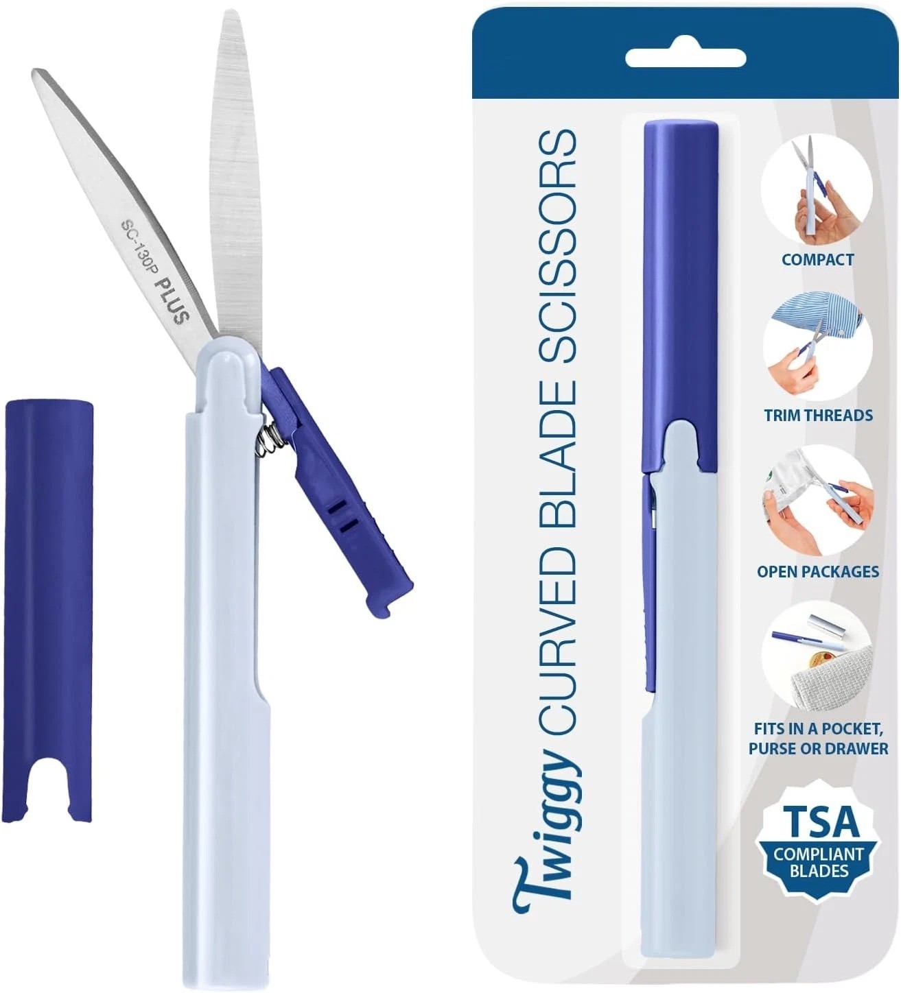 Pen Style Non-Stick Compact TSA Twiggy Scissors with Cover – Pen-size Scissors