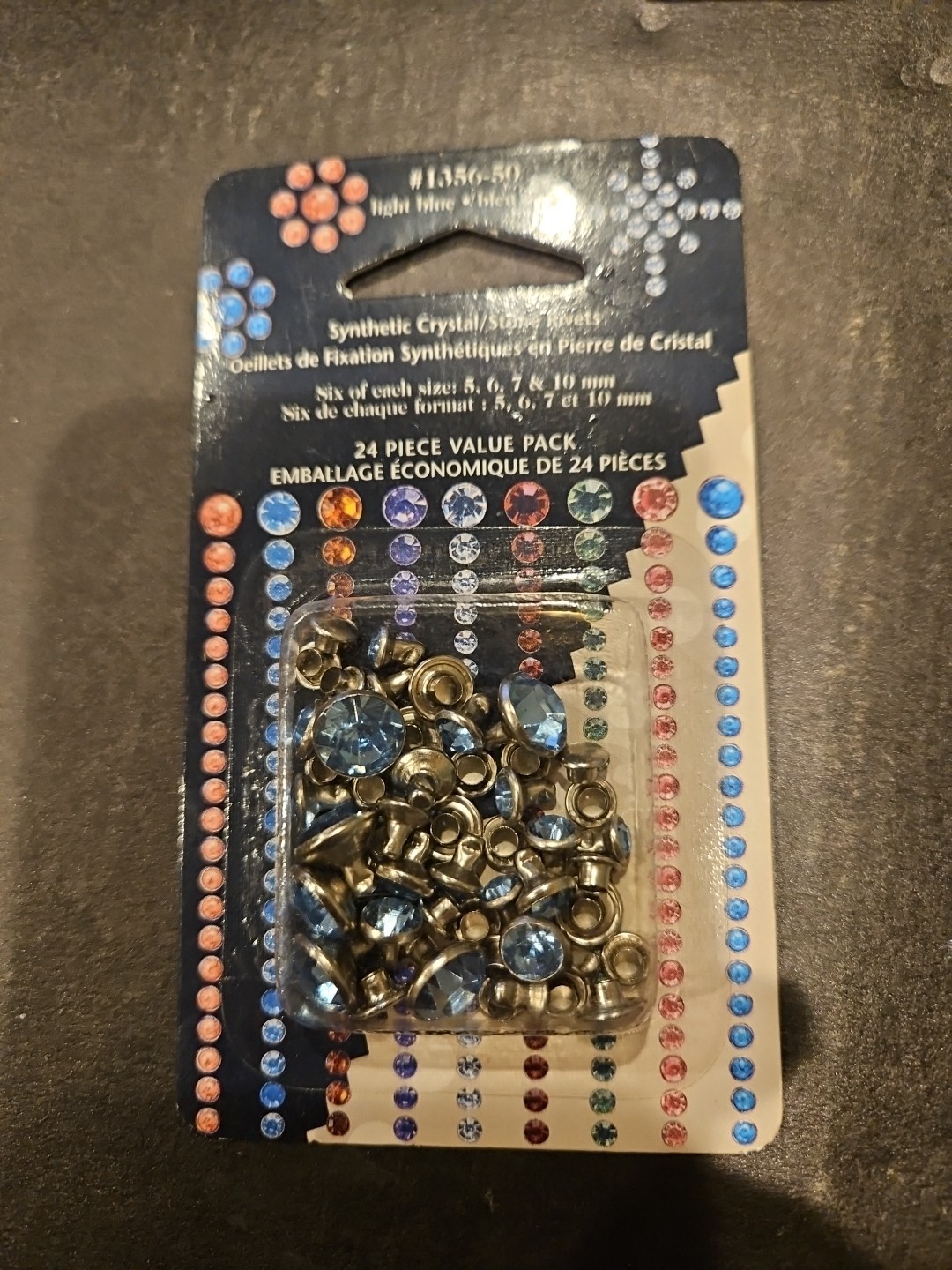 TANDY LEATHER 1356-50 SYNTHETIC CRYSTAL RIVET 1 Unit 10mm LT BLUE