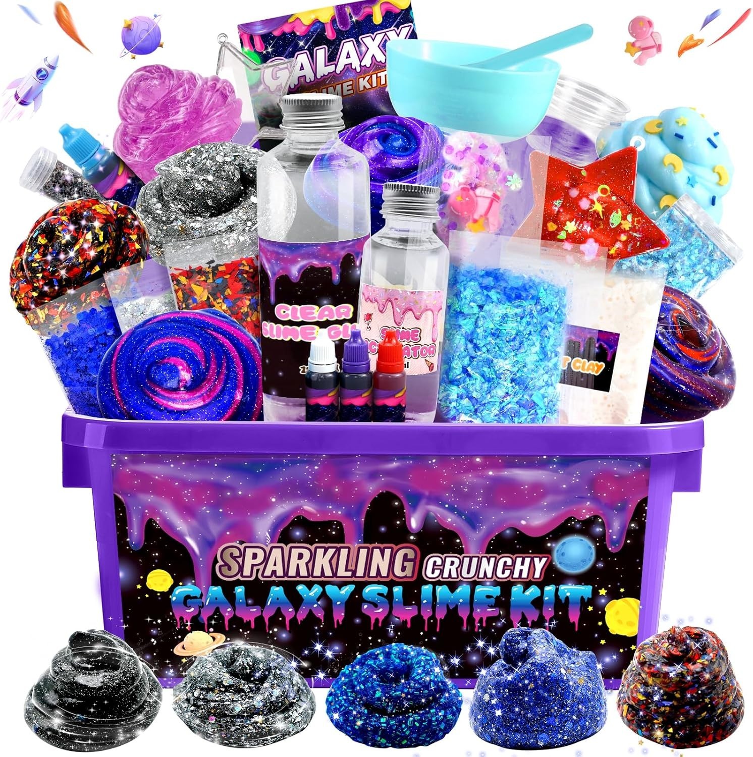 Creative Galaxy Slime Set for Kids 6-12, Color-Changing & Glitter Fun, 18 Pieces
