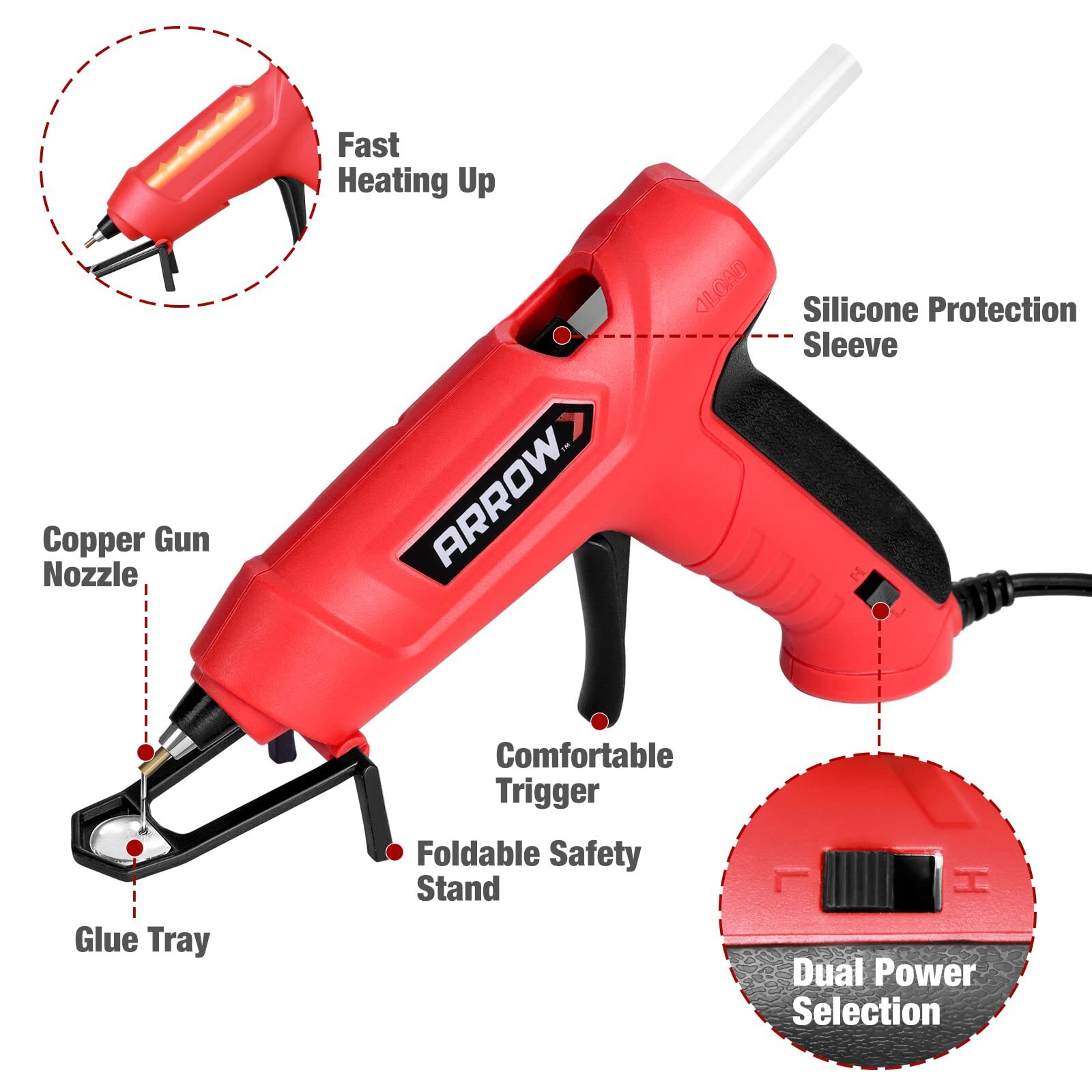 Arrow Mini Hot Glue Gun Dual Temp High/Low Glue Gun Kit 24PC Mini Glue Gun Stick
